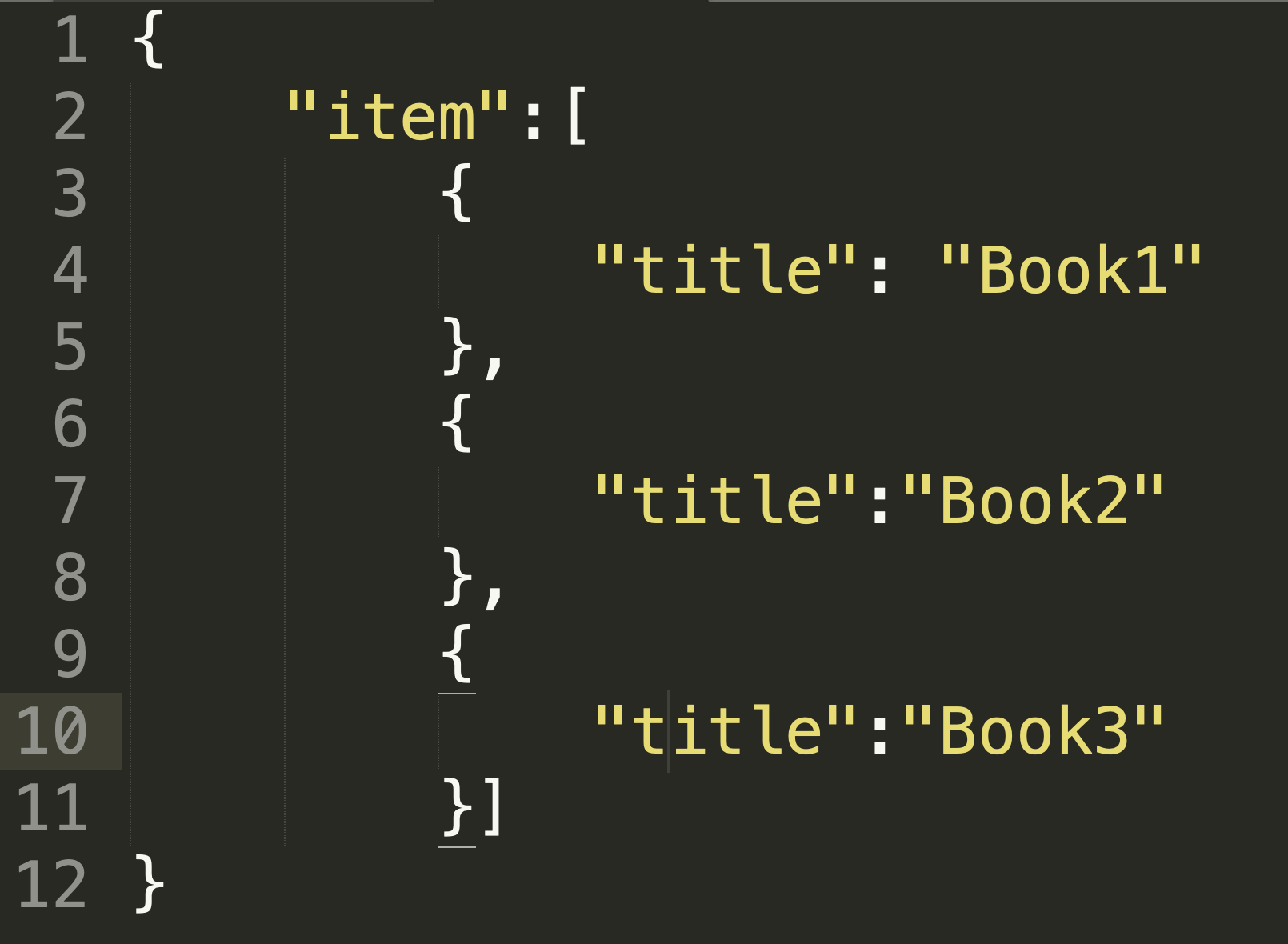 Screenshot of a sample JSON file