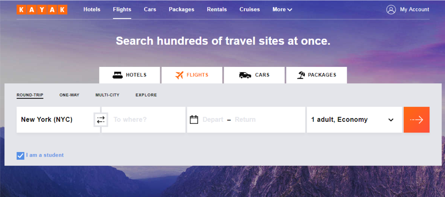 Graphic showing Kayak.com